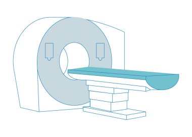 Manyetik Rezonans Tomografisi. MRI prosedürü. Tarayıcı. Tıbbi teçhizat. Modern Düz Vektör Tasviri.