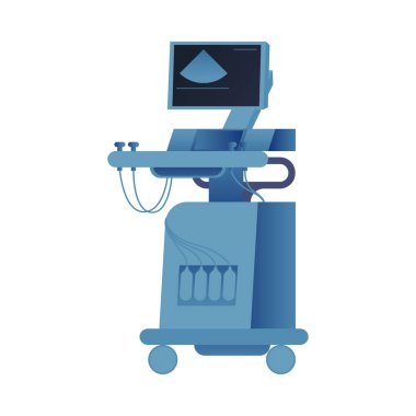 Ultrasonografi tarayıcısı. Tıbbi teçhizat. Modern Düz Vektör Tasviri.