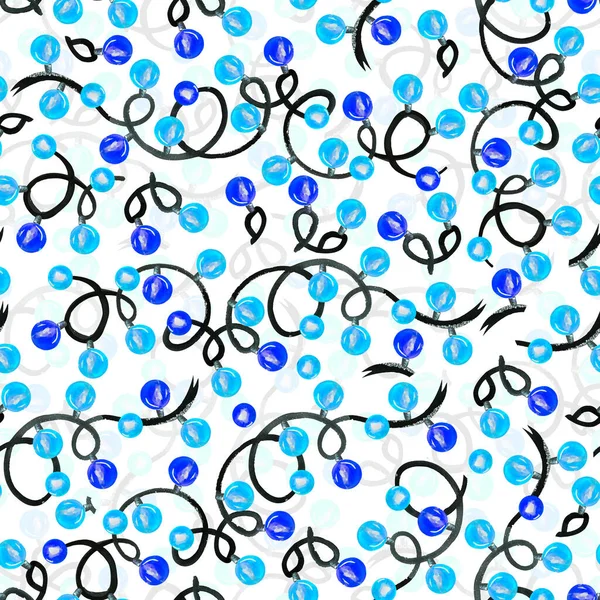 Синя Гірлянда Святковий Безшовний Акварельний Візерунок Шаблон Прикраси Дизайну Ілюстрацій — стокове фото
