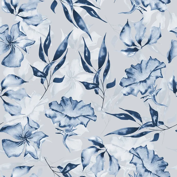 Bluebell Virágok Akvarell Zökkenőmentes Minta Tervezési Minták Illusztrációk Mintája — Stock Fotó