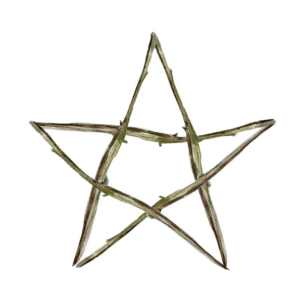 Пятиконечная Звезда Ветвей Акварели — стоковое фото