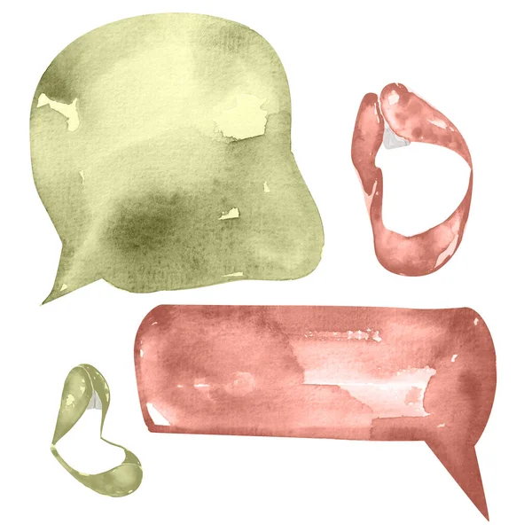 Διάλογοι Μηνύματα Και Ουρλιαχτά Εικονογράφηση Ακουαρέλα Χείλη Πρότυπο Για Την — Φωτογραφία Αρχείου