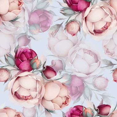 El yapımı suluboya çiçeklerle kusursuz bir yaz deseni.. 