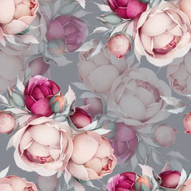  El yapımı suluboya çiçeklerle kusursuz bir yaz deseni..