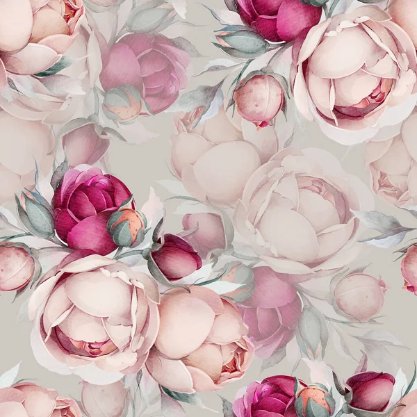 Zökkenőmentes Nyári Minta Akvarell Virágok Kézzel Készített — Stock Fotó