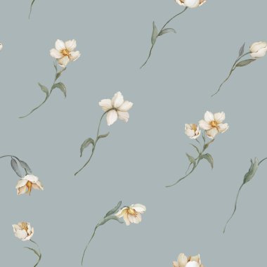 Suluboya tarzında kır çiçekleriyle kusursuz desen