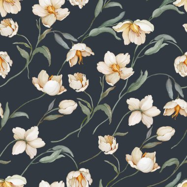 Suluboya tarzında kır çiçekleriyle kusursuz desen