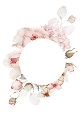 Çiçek desenli suluboya. Güllü tebrik kartı.