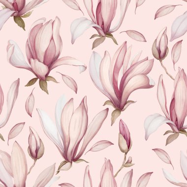 Manolyalı kusursuz bir desen. Suluboya tarzında çiçekler.