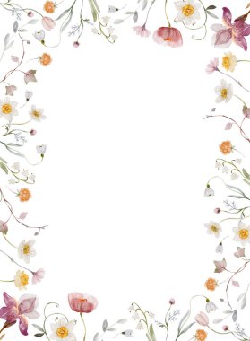 Çiçek Çerçeveli Zarif Bahar Kutlama Kartı