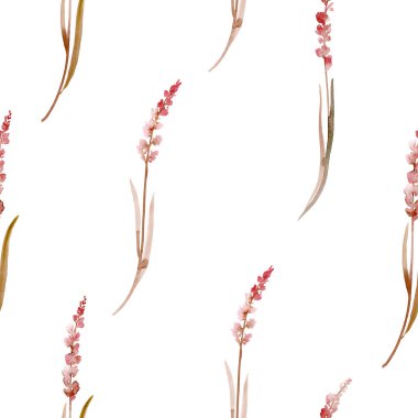 Yumuşak Botanik Elementleriyle Kusursuz Suluboya Yaban Çiçeği Deseni