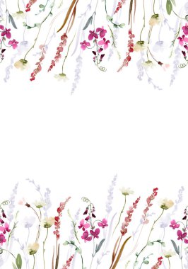  Zarif Suluboya Yaban Çiçeği Davetiyeler için Çiçek İllüstrasyonu