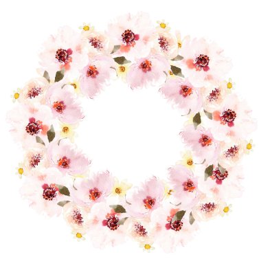 Yumuşak Pastel Çiçekli Romantik Suluboya Çelengi