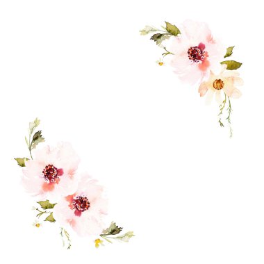 Yumuşak Pastel Çiçekli Romantik Suluboya Çelengi