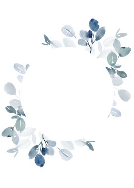 Okaliptüs yapraklı suluboya botanik çerçeve