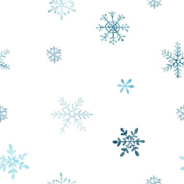 Kusursuz Kar Tanesi Deseni Kış Suluboya Arkaplanı