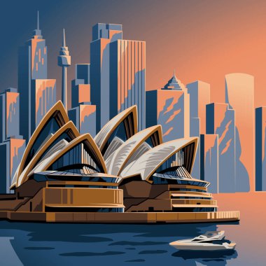 Australia poster Opera Harbour Sydney sunset clipart