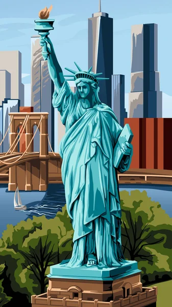 Vrijheidsbeeld New York Usa Poster Art — Stockvector