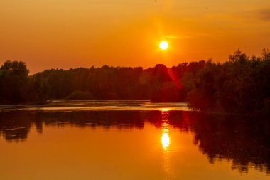 Irtysh riverside Ust-Kamenogorsk East Kazakhstan summer sunset