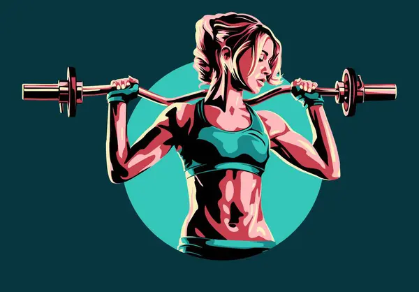 Fitness Szkolenia Ładna Kobieta Retro Kolory — Wektor stockowy