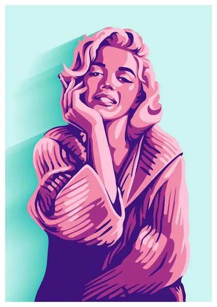 Marilyn Monroe Retro Art Frau Mit Einem Schönen Gesicht — Stockvektor