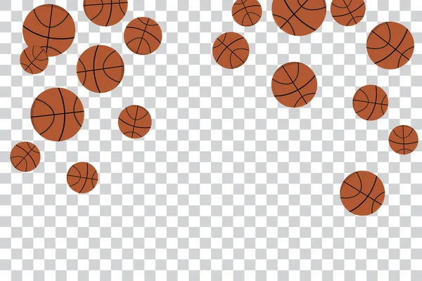 Many Falling Basket Ball Transparent Background Vector Illustration — Stock Vector