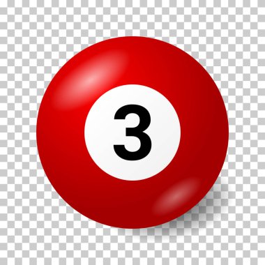 Şeffaf arkaplanda kırmızı top 3. Vektör illüstrasyonu