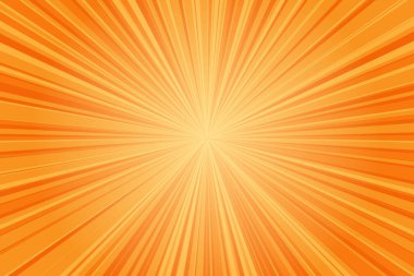 Turuncu Güneş Patlaması Arkaplanı. Işınlar. Radikal. Summer Banner. Vektör İllüstrasyonu