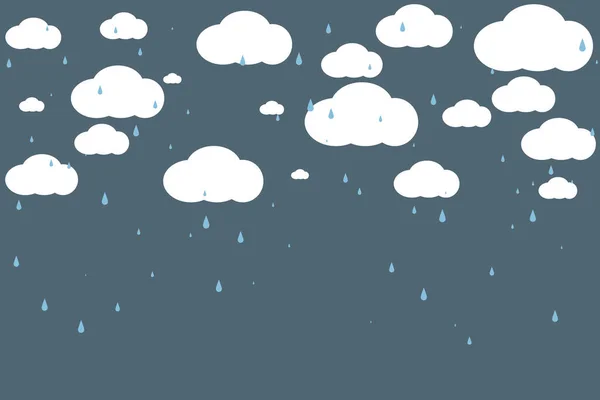 Clouds Rain Drops Pattern Background Vector Illustration — Stock Vector