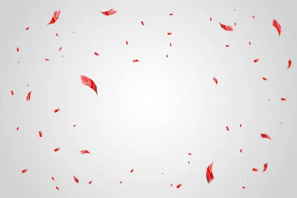 Beaucoup Petites Confettis Rouges Tombant Valentine Day Background Vecteur — Image vectorielle