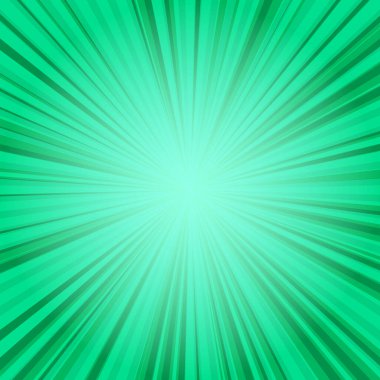 Yeşil Güneş Patlaması Arkaplanı. Işınlar. Radikal. Summer Banner. Vektör İllüstrasyonu