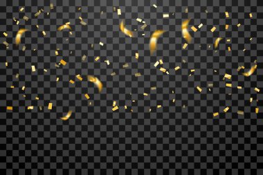 Kara Arkaplan 'a Düşen Altın Minik Konfeti. Kutlama. - Mutlu yıllar. Vektör