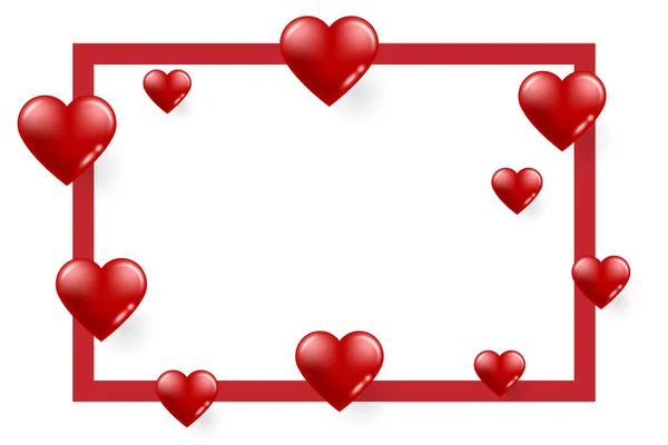 Joyeux Fond Saint Valentin Avec Coeur Rouge Cadre Décoration Papier — Image vectorielle