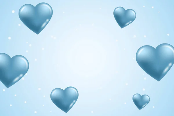 Joyeux Fond Saint Valentin Avec Coeur Bleu Neige Tombante Hiver — Image vectorielle