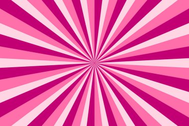 Pembe Güneş Patlaması Arkaplanı. Işınlar. Radikal. Summer Banner. Sevgililer Günü. Vektör İllüstrasyonu