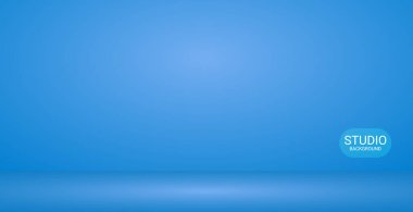 Modern Mavi Oda Stüdyo Arkaplanı. Dekorasyon. Vektör İllüstrasyonu