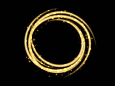 Altın Mavi Parlayan Işıklar Çerçeve Hattı Soyut Arkaplan. Vektör İllüstrasyonu. Fütürist. Teknoloji. Lüks.