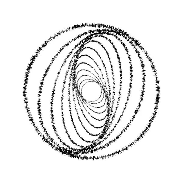 Glitch Negro Círculos Distorsionados Forma Espiral — Archivo Imágenes Vectoriales