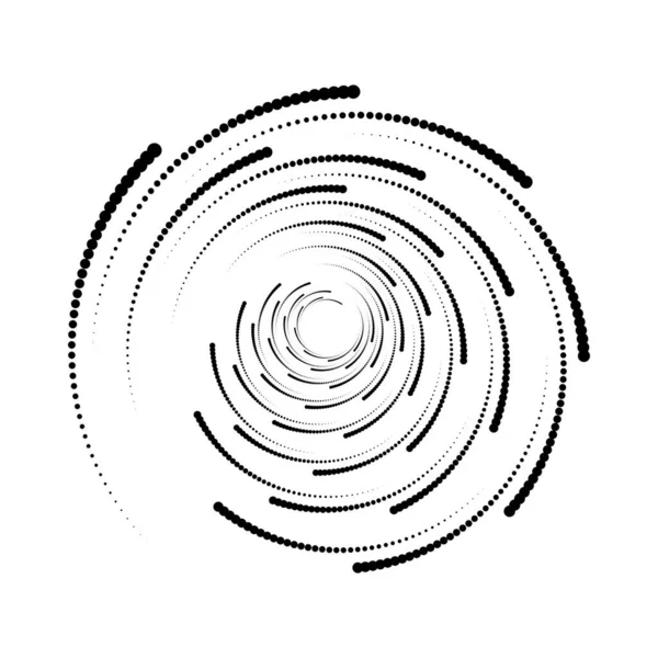 Puntos Medio Tono Rotados Negros Forma Espiral — Archivo Imágenes Vectoriales