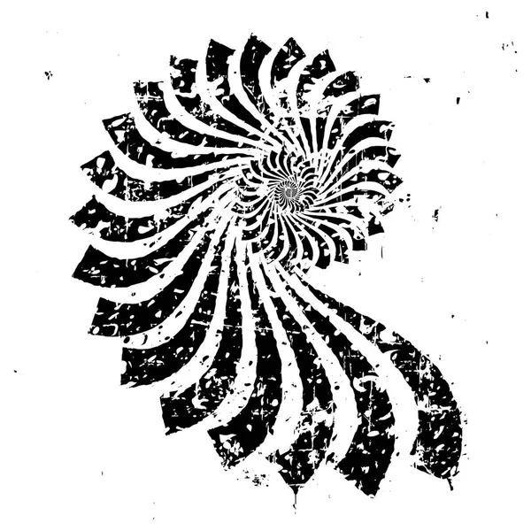 Forma Grungy Spirale Nera — Vettoriale Stock