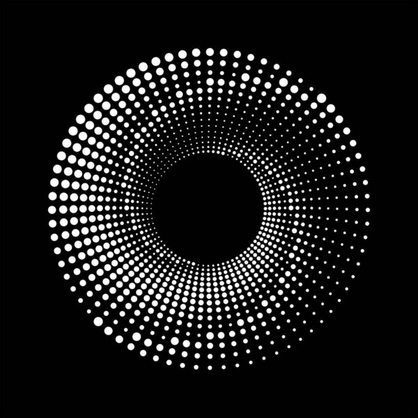 White halftone dots in circle form