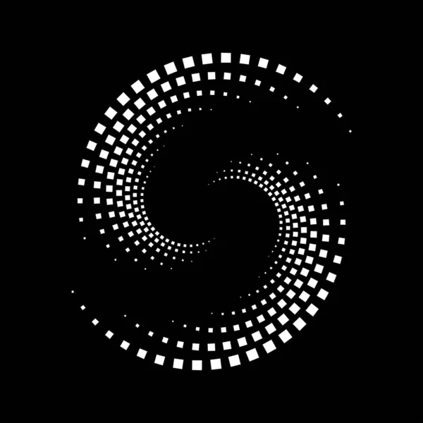 White Halftone Dots Spiral Form — Stock Vector