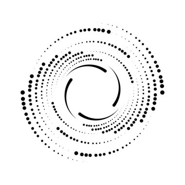 radyal kıvrımlı çizgiler ve noktalar siyah ve beyaz