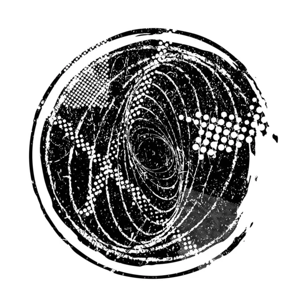 Radyal Kıvrımlı Çizgiler Noktalar Siyah Beyaz — Stok Vektör