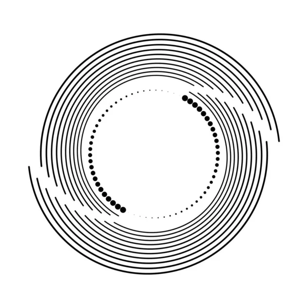 放射状の曲線と黒と白の点 — ストックベクタ