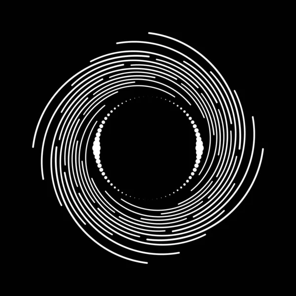 Rayures Courbes Radiales Points Noir Blanc — Image vectorielle
