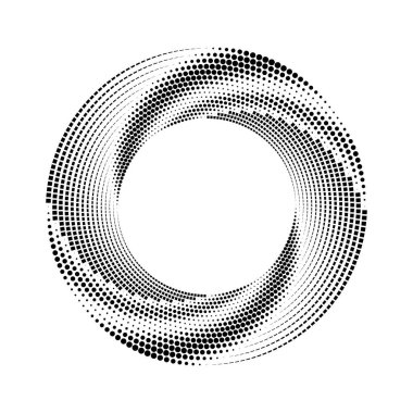 Sarmal formda siyah yarım tonlu noktalı çizgiler, vektör illüstrasyonu