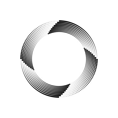 Siyah vektör kareler ve çizgiler daire şeklinde