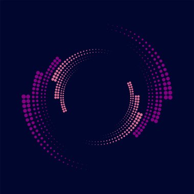 Pembe ve mor yarım tonlu noktalar ve çizgiler spiral biçimdedir.