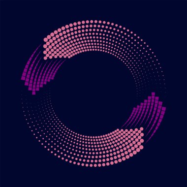 Pembe ve menekşe kareler ve noktalar daire şeklinde